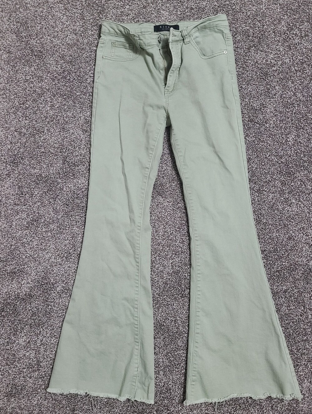 Risen Sage Green Flared Jeans